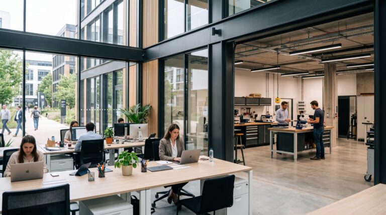 Local d'activité avec bureaux à louer aux Angles