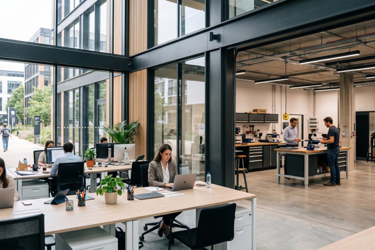 Local d'activité avec bureaux à louer aux Angles